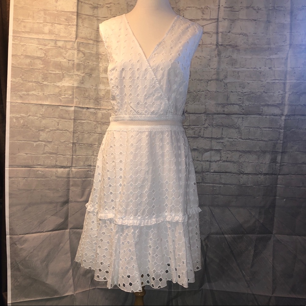 Anthropologie White Eyelet Dress Size 16 NWT